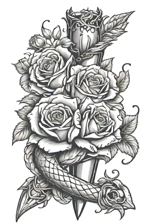 Snake Dagger Roses Wrapped