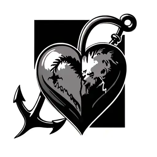 Two Different Heart Rates Connected By A Heart With A Anchor Around It