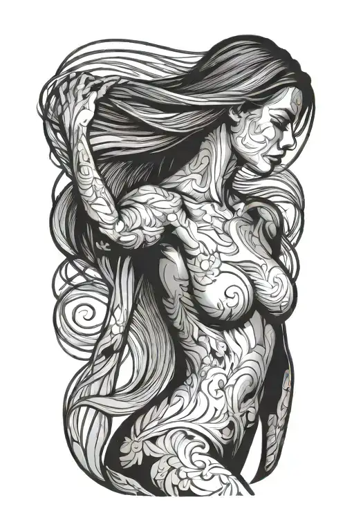 Faceless Slim Woman Silhouette Sensual Flexing