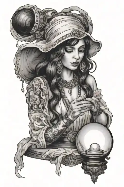 Gypsy Girl Reading A Crystal Ball Transforming