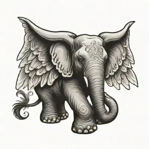 Stuffed Elephant With Angel Wings Spread