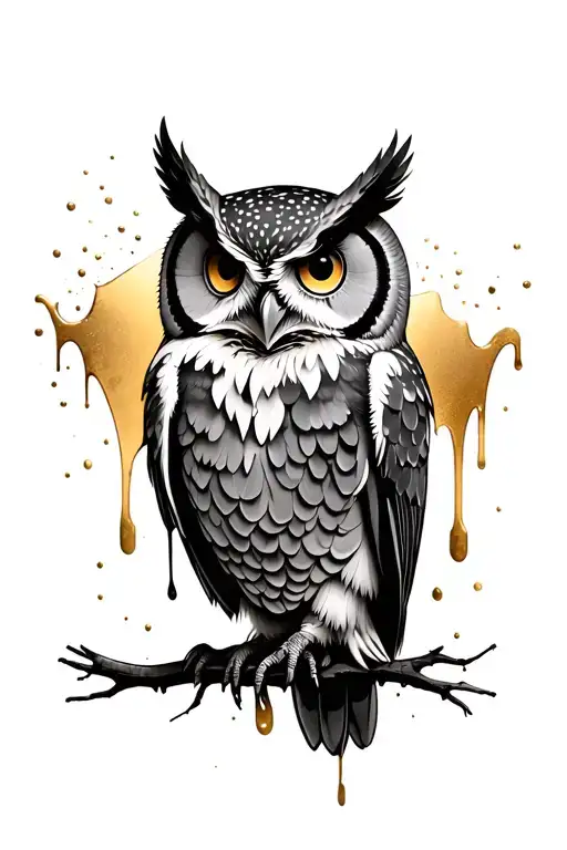 Owl With Gold Dripping Down