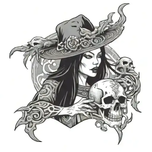 Asian Death Witch With Skull