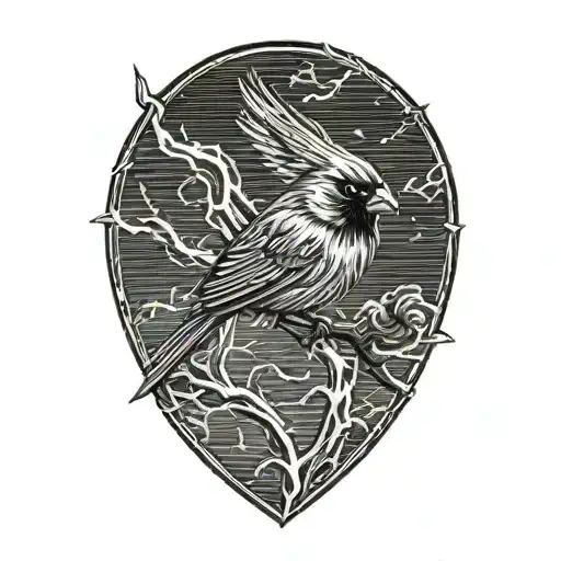 Fierce Cardinal In A Lightening Storm