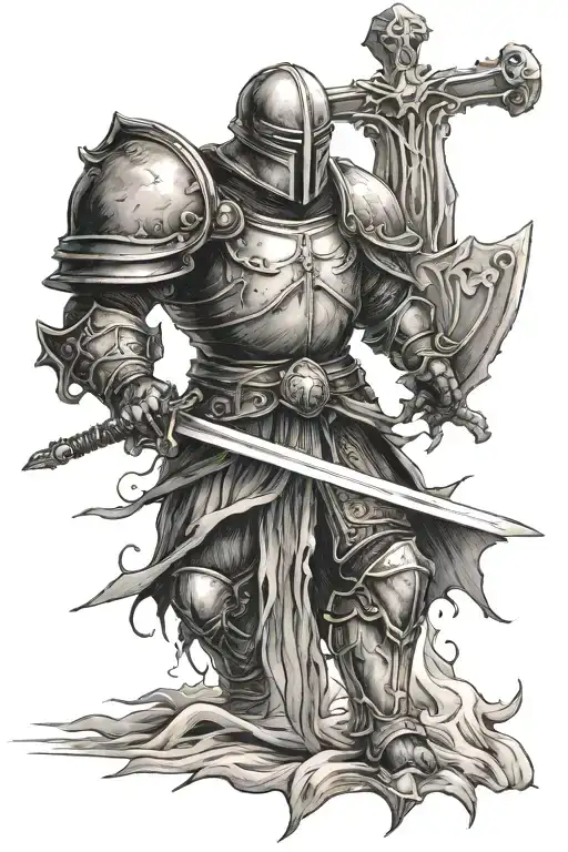 Dead Knight Holding Sword