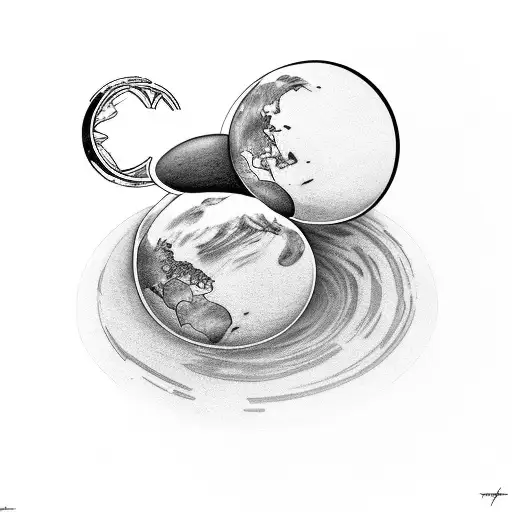 Two Men Kissing Underneath A Planet With Rings