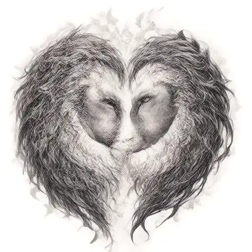 Leo And Pisces Symbol Intertwined Hearts