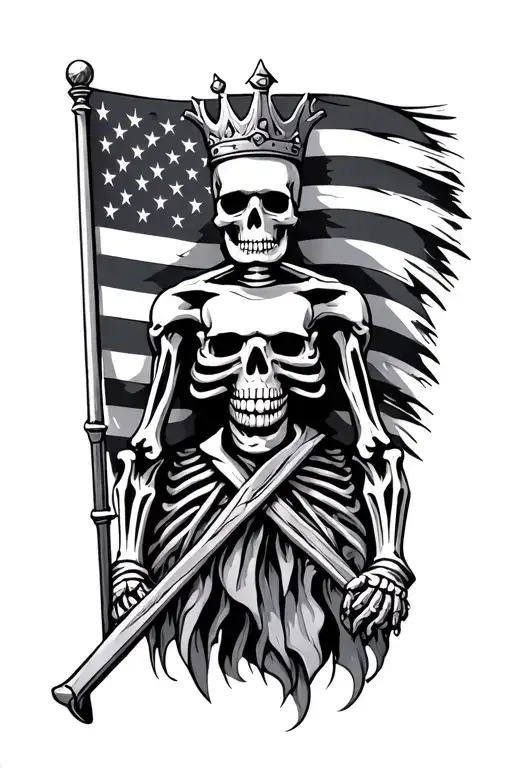 Skeleton King Amercian Flag
