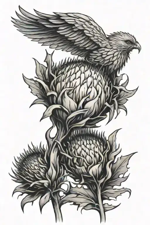Scottish Thistle Being Held By A Phoenix