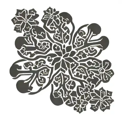 Five Dog Paws Interwined Into A Snowflake Minimalist