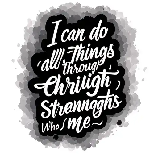 I Can Do All Things Through Christ Who Strengthens Me Bible Verse Small Written In Cursive