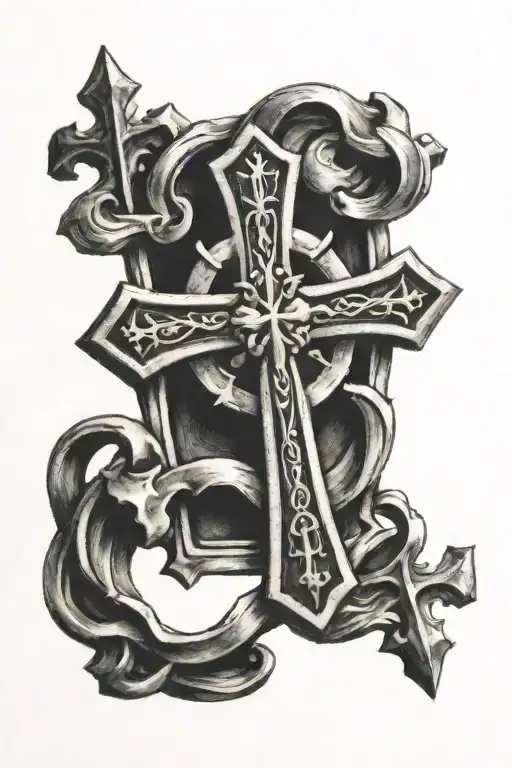 Roman Cross With The World So Small Till It Aint In Hand Writing