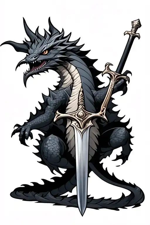 Smokey Dragon With Small Sword
