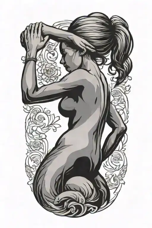 Faceless Slim Woman Silhouette Sensual Flexing