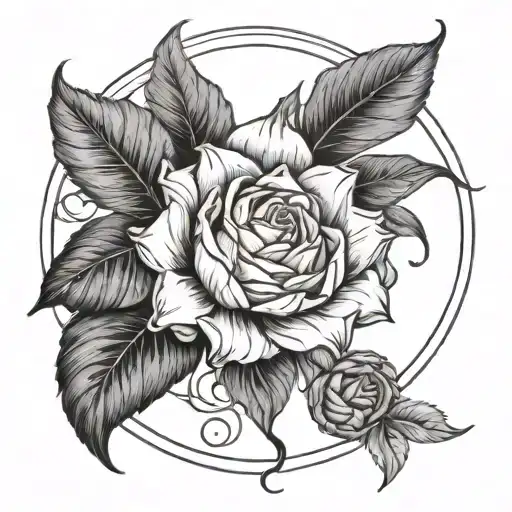 March April Birth Flower Intertwined With Moon Surrounded