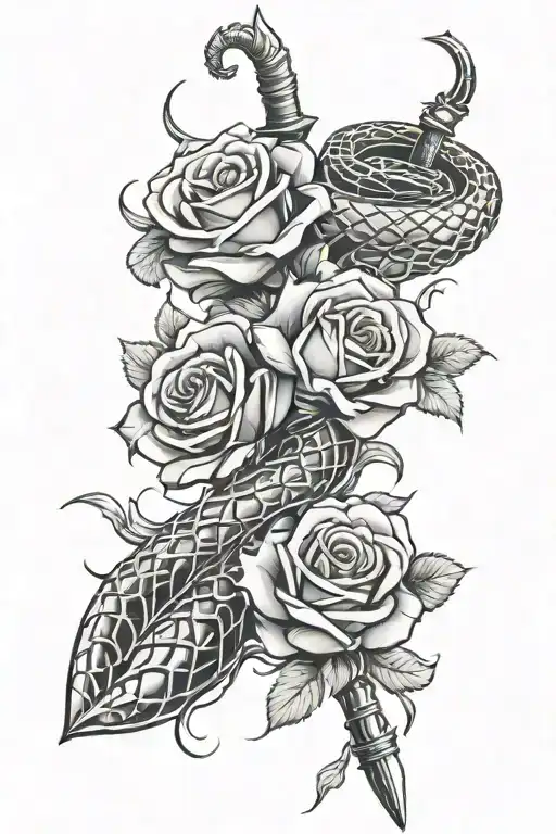 Snake Dagger Roses Wrapped