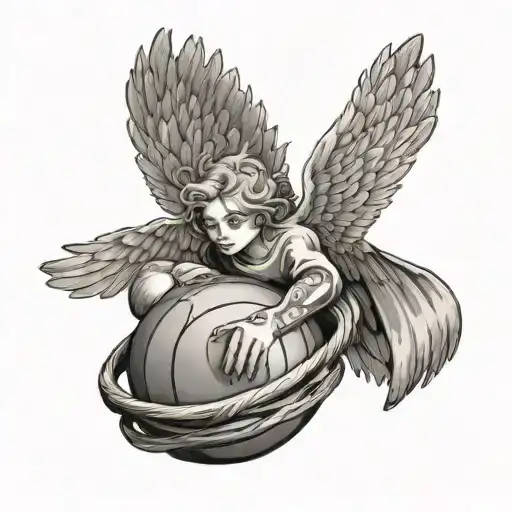 The Number 24 On A Basket Ball With Angel Wings And A Halo