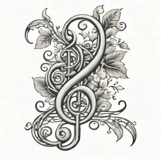 Floral Vine Music Notes Intertwined