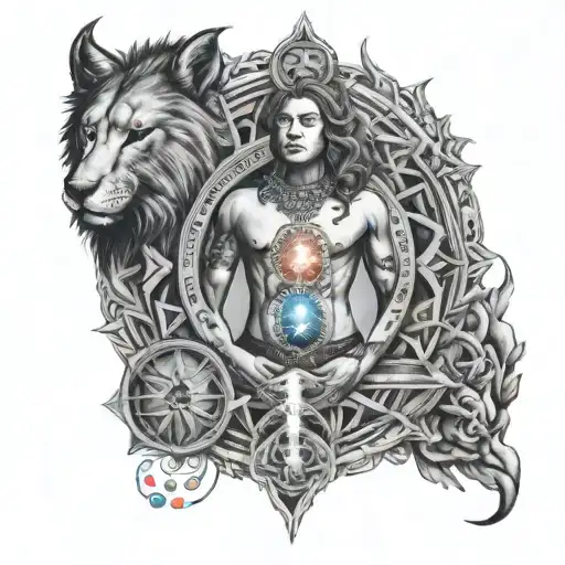 Seven Chakras With Tauras Zodiac Sign Made