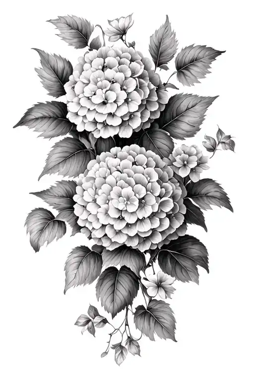 Vine With Hydrangea And Other Wild Flowers Growing Down