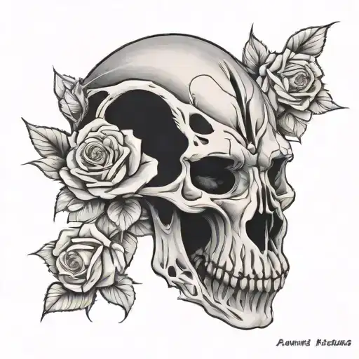 Lion Skull With Roses