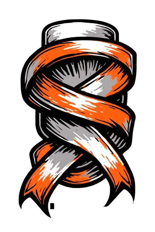 Orange Cancer Ribbon Wrapped Tightly Around Geographic Design
