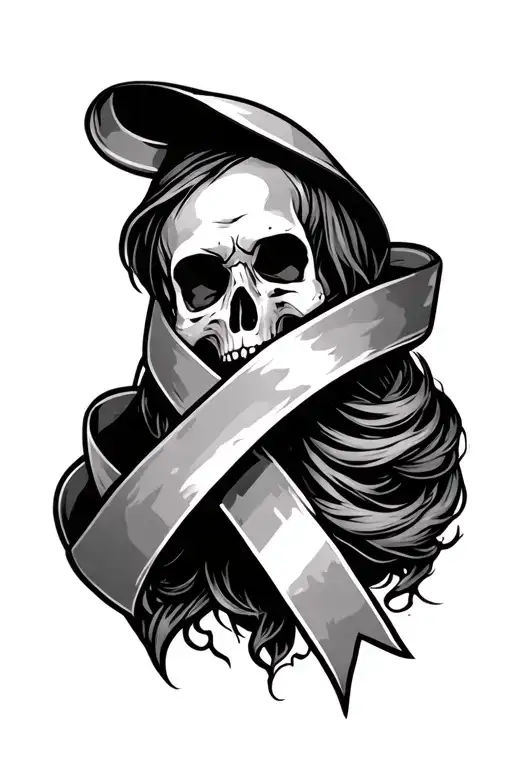 Cancer Survivor With Cancer Ribbon Wrapped