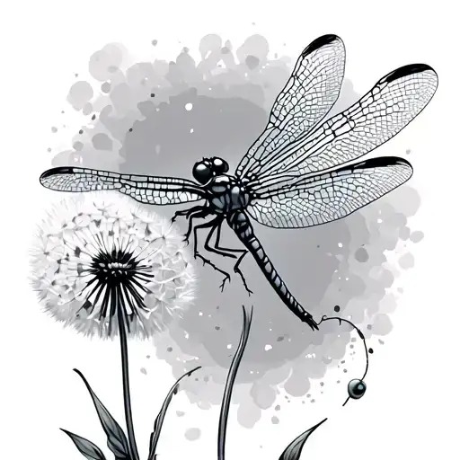Dragonfly With Dandelion Blowing