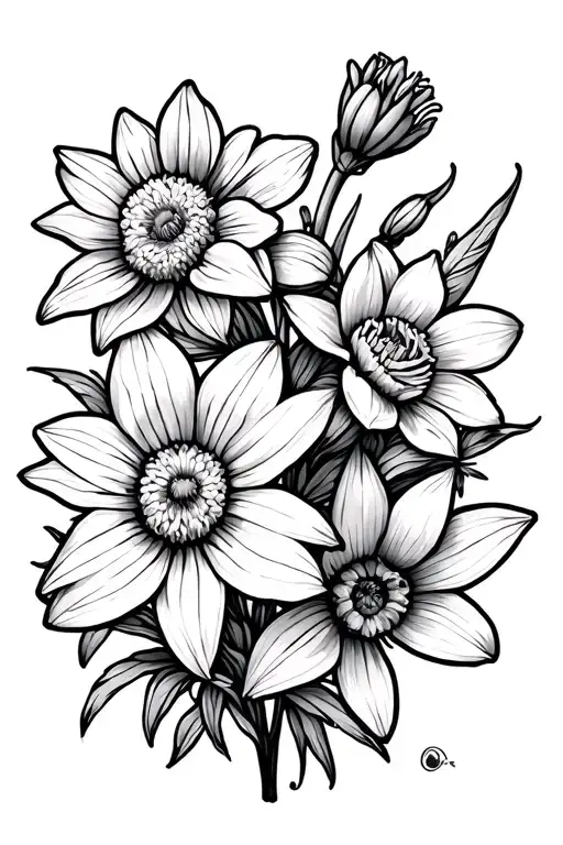 Aster And Daffodil Fine Line Bouquet