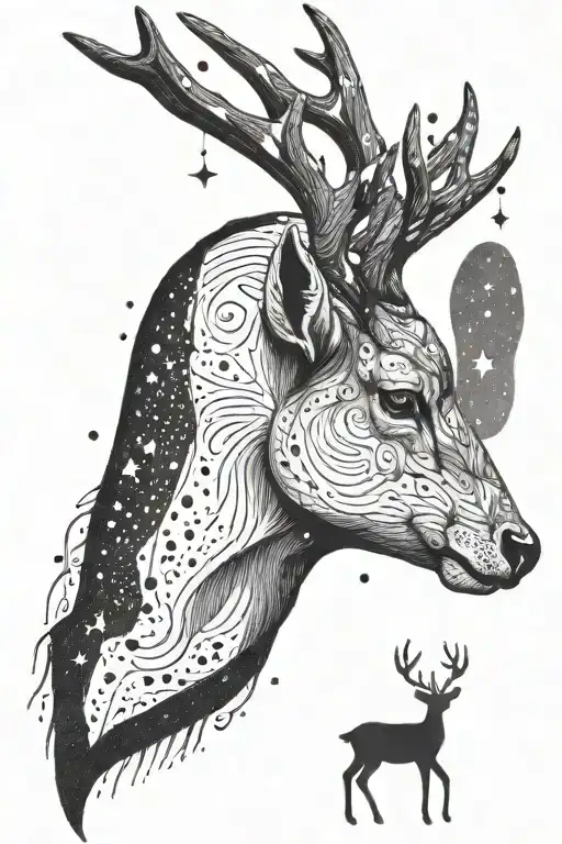 Deer Looking Up At Capricorn Constellation