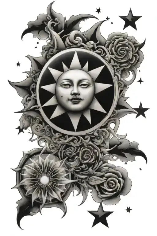 Sun Moon And Stars Verticle Feminine