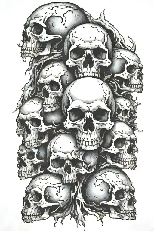 Mountain Of Skulls In The Dark Dotwork