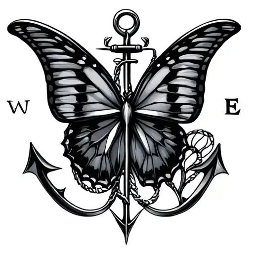 Anchor With A Compass Butterfly