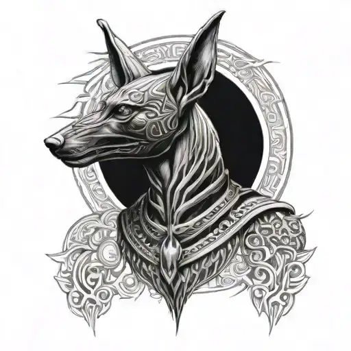 Anubis Body Dark Realism Style Tattoo Design