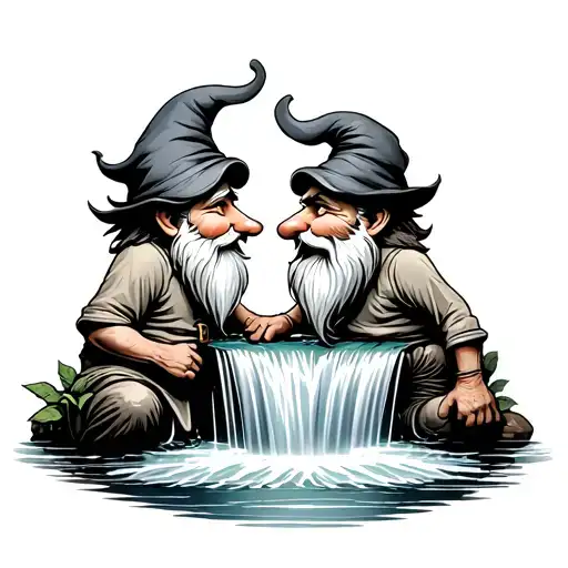 2 Hip Handsome Gay Gnomes Who Fall In Love Near A Waterfall