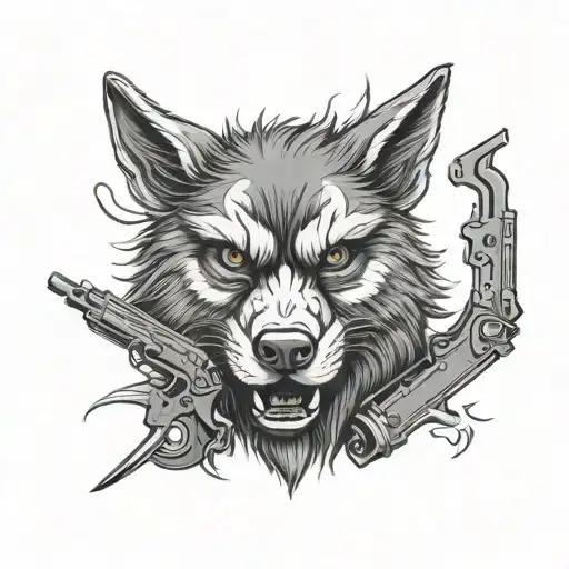 Wolf Bad Monkey With Guns