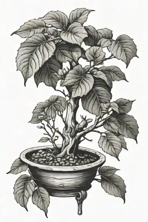 Medium Sized Fig Tree In A Wooden Pot With Metal Bands