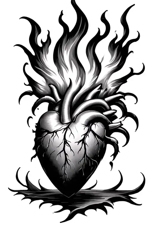 Eternal Heart Fire Coming Out Top With Rays Around It