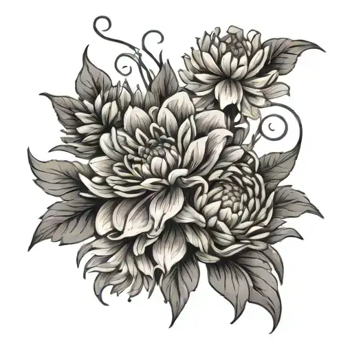 Chrysanthemums And Sag Star Sign Intertwined