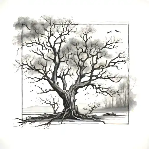 Leafless Tree In A Shaded Square