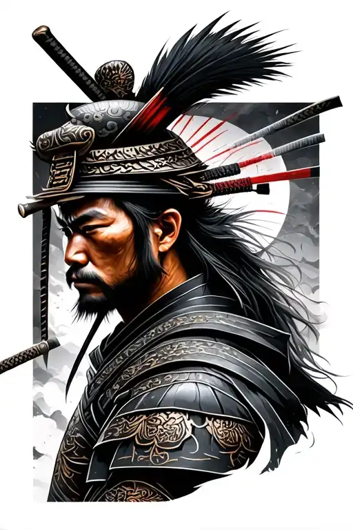 Samurai And Sowrd With Samurai Profile