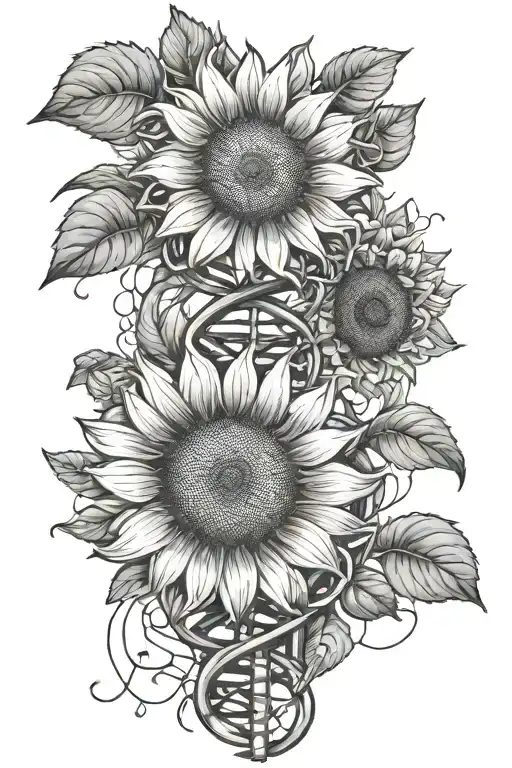 Dna And Sunflower Blooming
