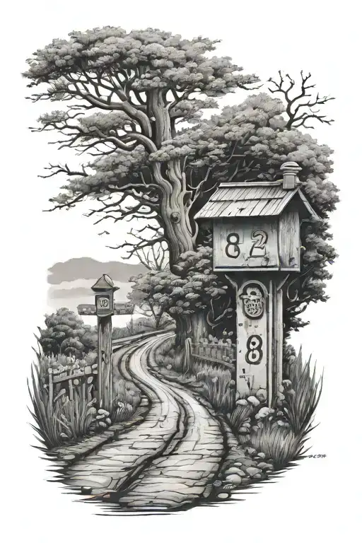 Country Driveway With Letter Box At The End On The Right Hand Side With Number 8 On It