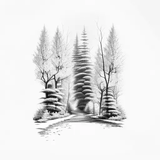 Forest During Spring At Night With Pathway