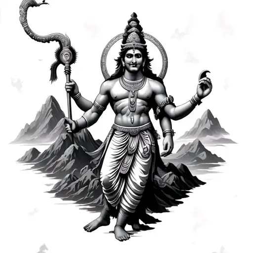 Neoclassical Hanuman Carrying A Mountain