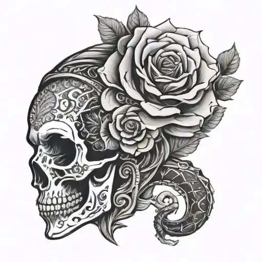 Skull Roses Mandala Gangster Girl Side Profile Snake Full Back