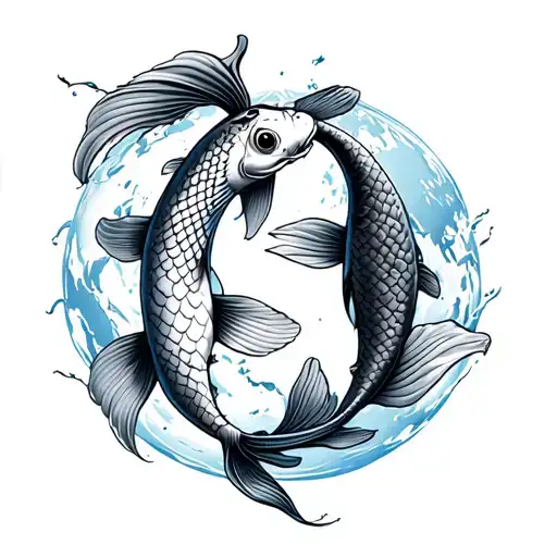 Koi Fish Swimming In Opposite Directions Around The World