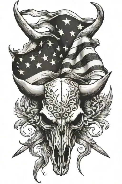 Bull Skull Flag Intertwined