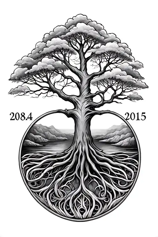 Tree Of Life With Two Date Of Birth
