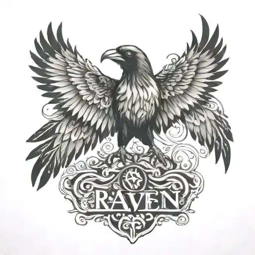 Raven Chicano Lettering Blackwork Chest